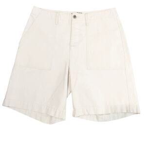 Frye Chino Shorts Flat Front Ivory Cream Canvas Button Fly Mid Rise Mens 32